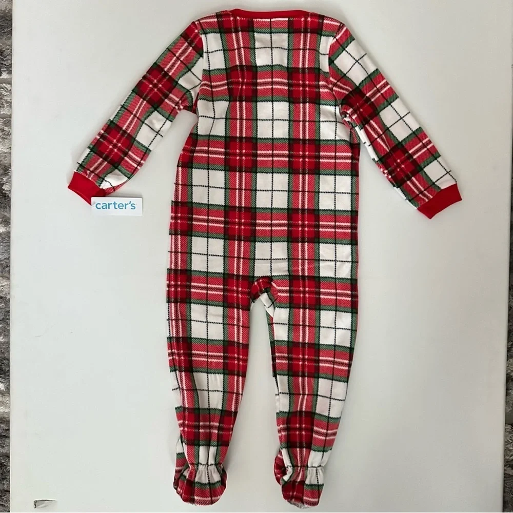 Carter's Red and White Plaid Footed One Piece Pajama Size 4T